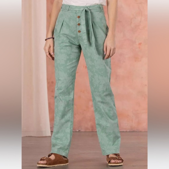 Sundance Bastille Easy Pants Button Up Floral Green - Picture 7 of 7